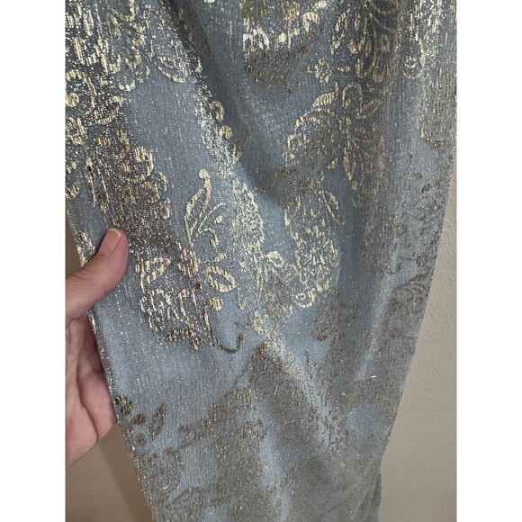 Marina Blue Metallic Silver Floral Cowl Slip Dress Size Size Small Ethereal Glam - Picture 4 of 7